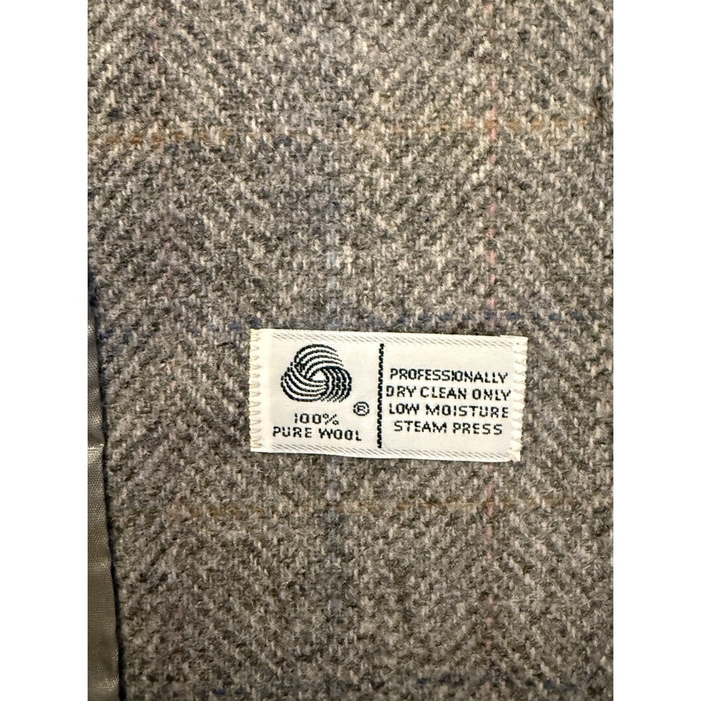 Talbott 100% Wool Blazer Womens M Gray Herringbone Tweed Jacket - Picture 6 of 14